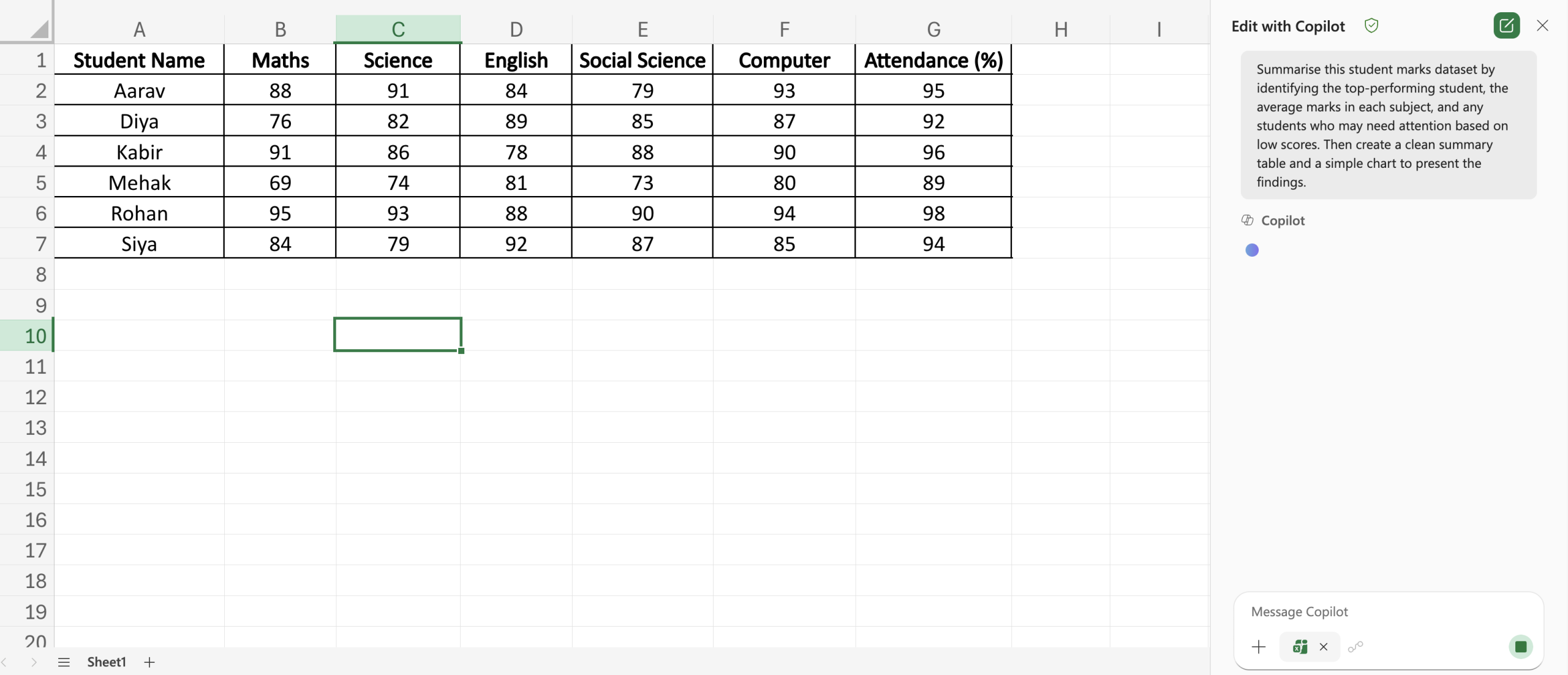 Excel Create with Copilot