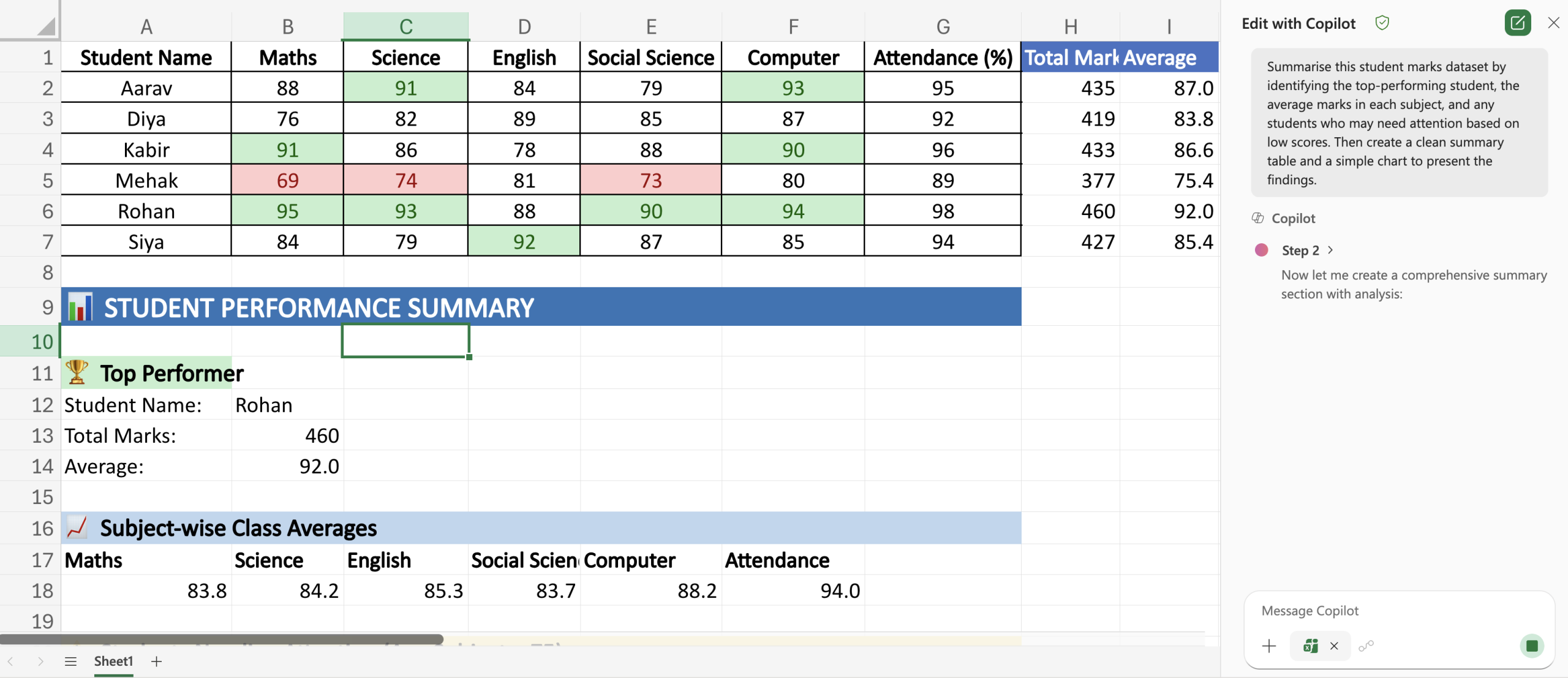Excel Create with Copilot