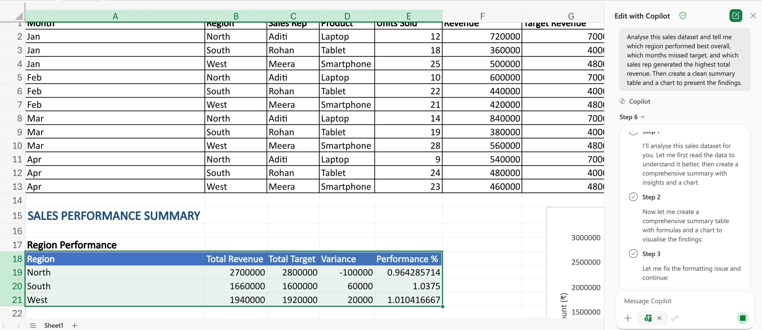 Excel Agent Mode hands-on task