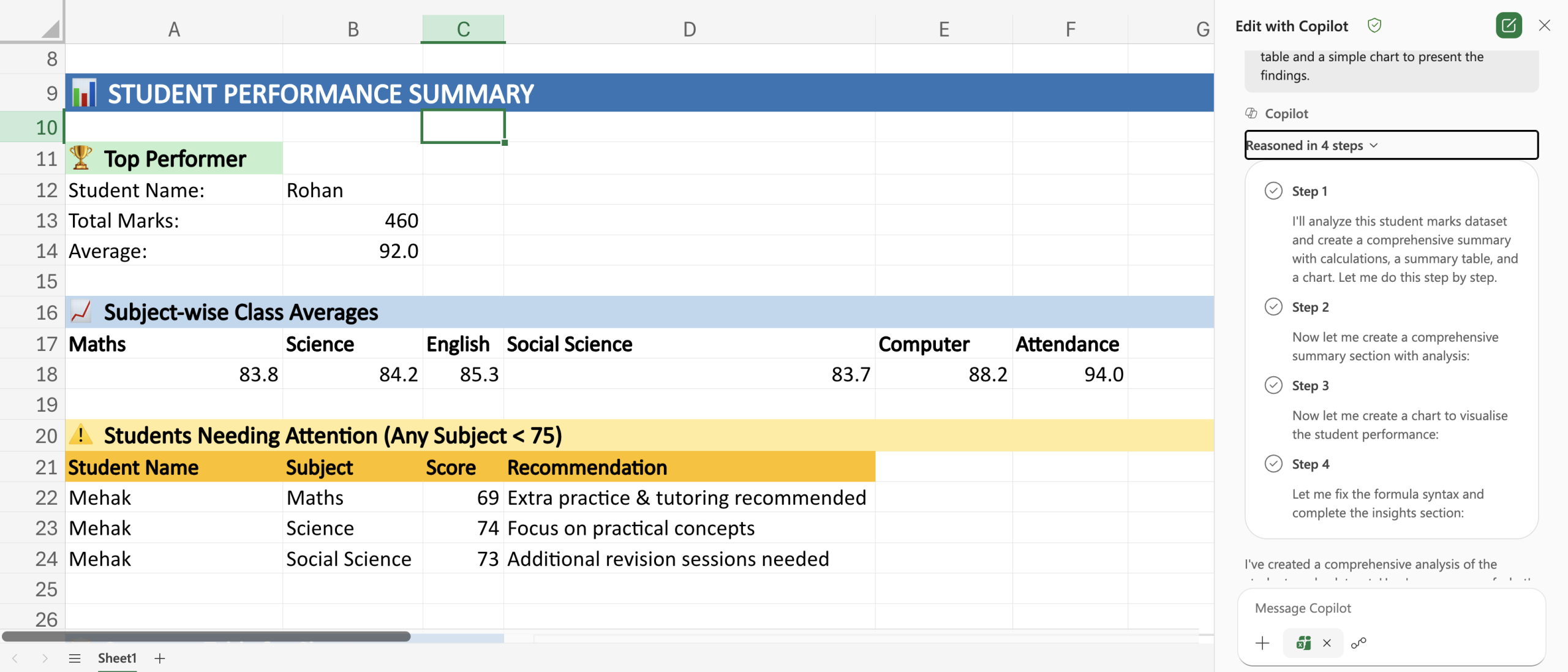 Excel Create with Copilot