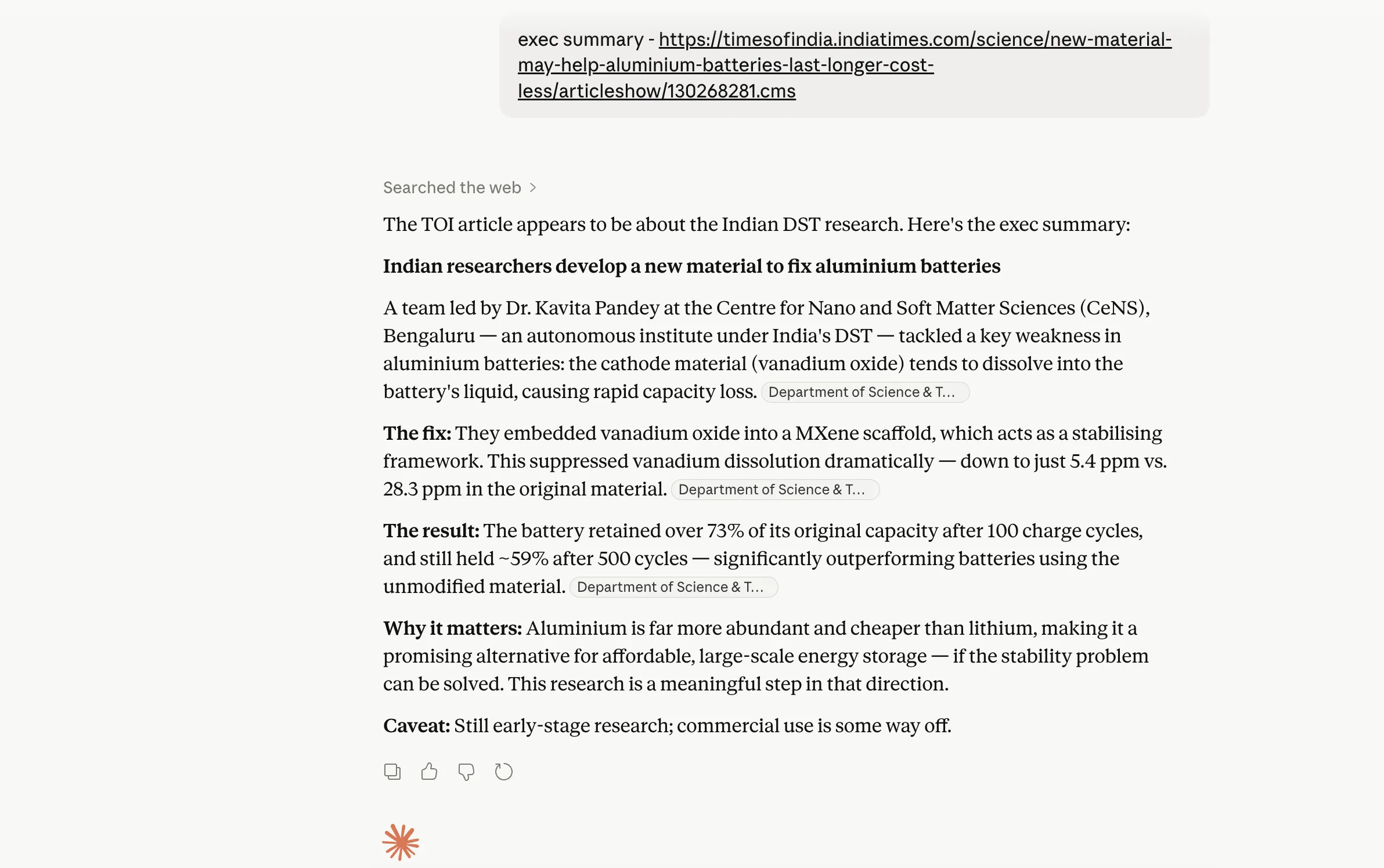 Claude made a shortcut to the information