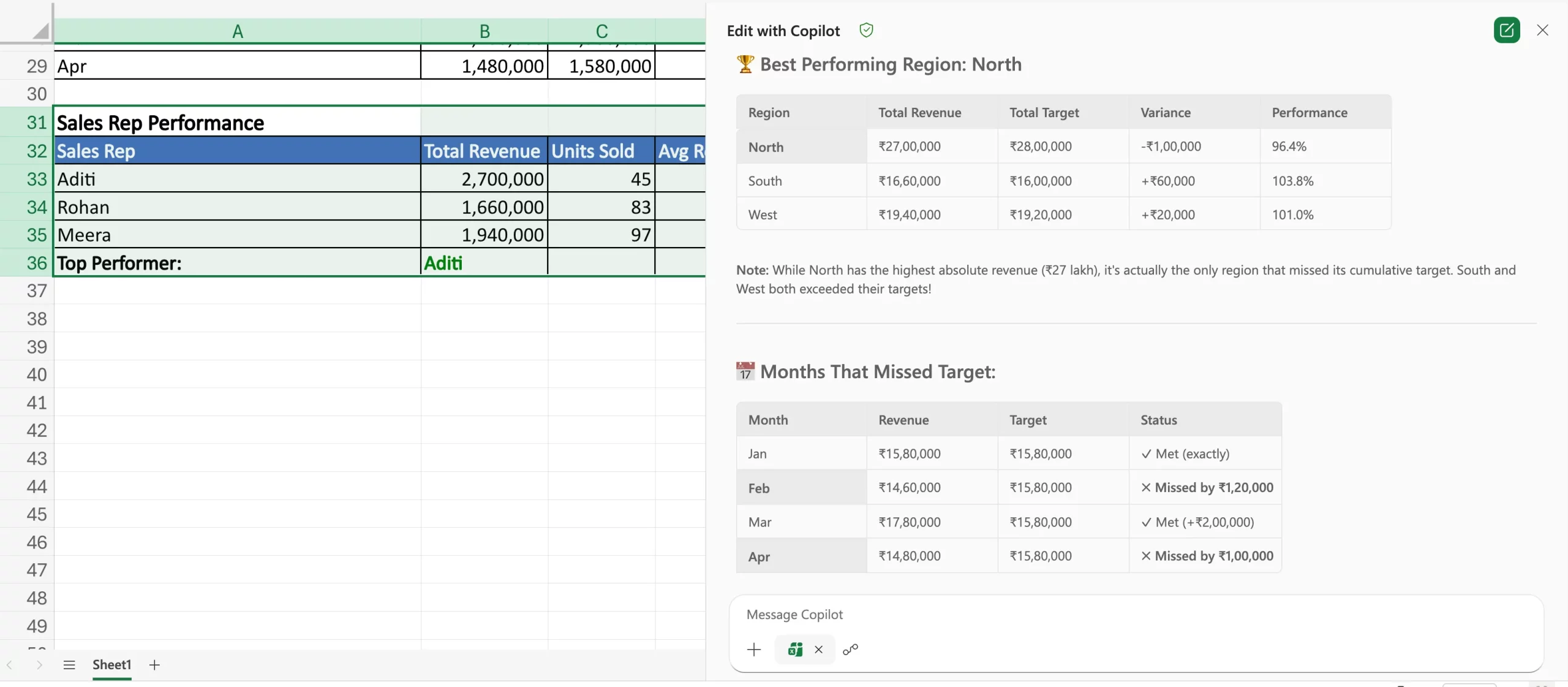 Excel Agent Mode hands-on task