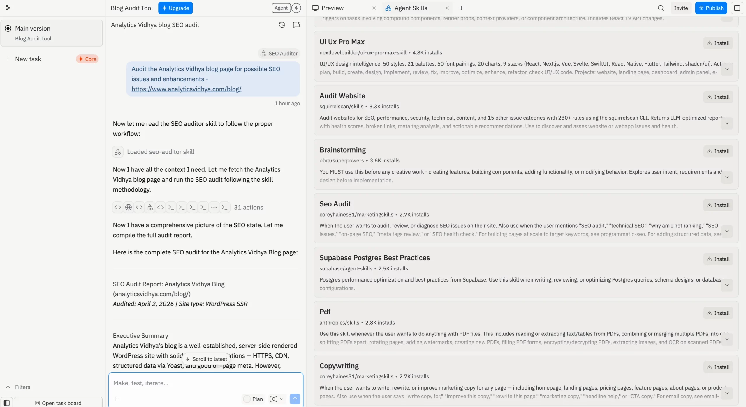 Replit Agent Skills in Skills pane