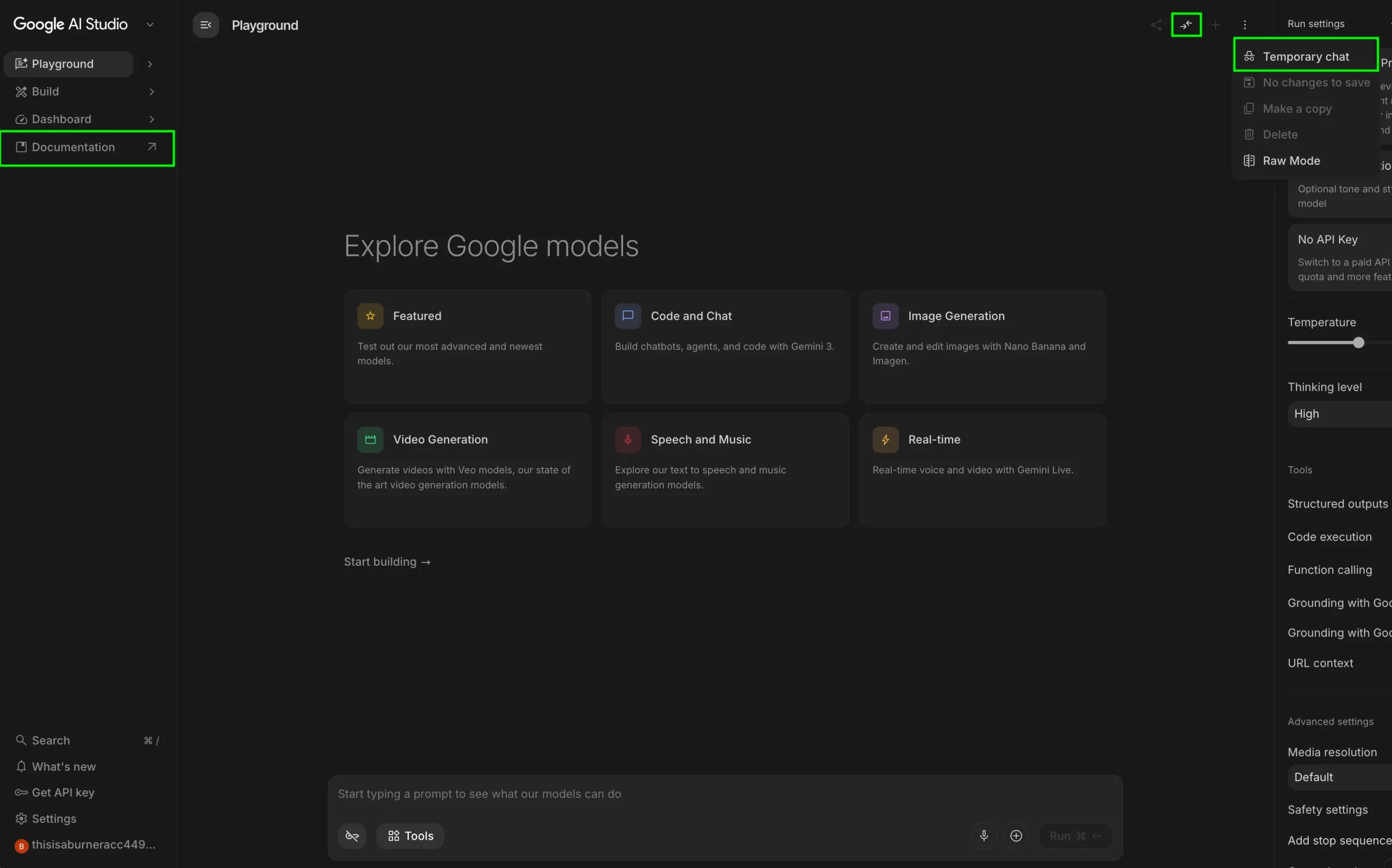 Google AI Studio extra features