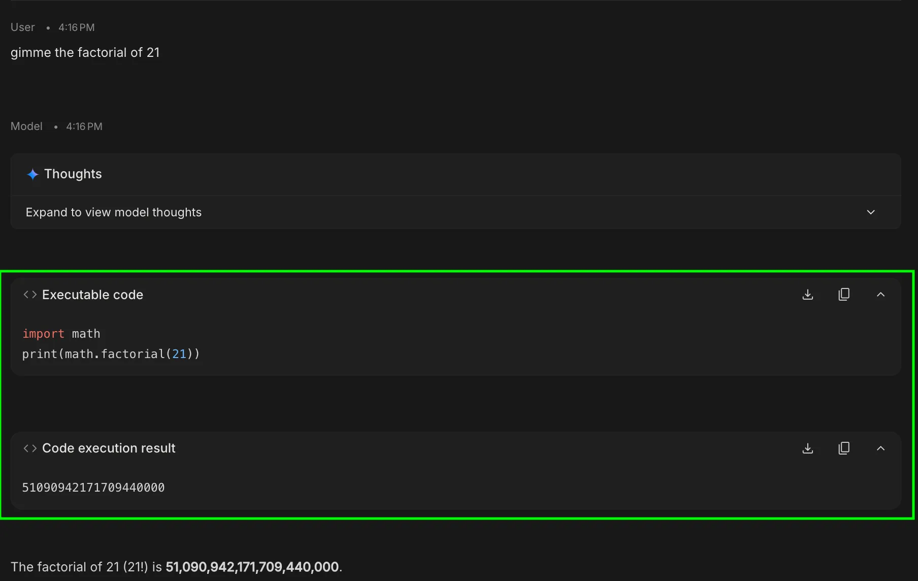 Code execution in Google AI Studio