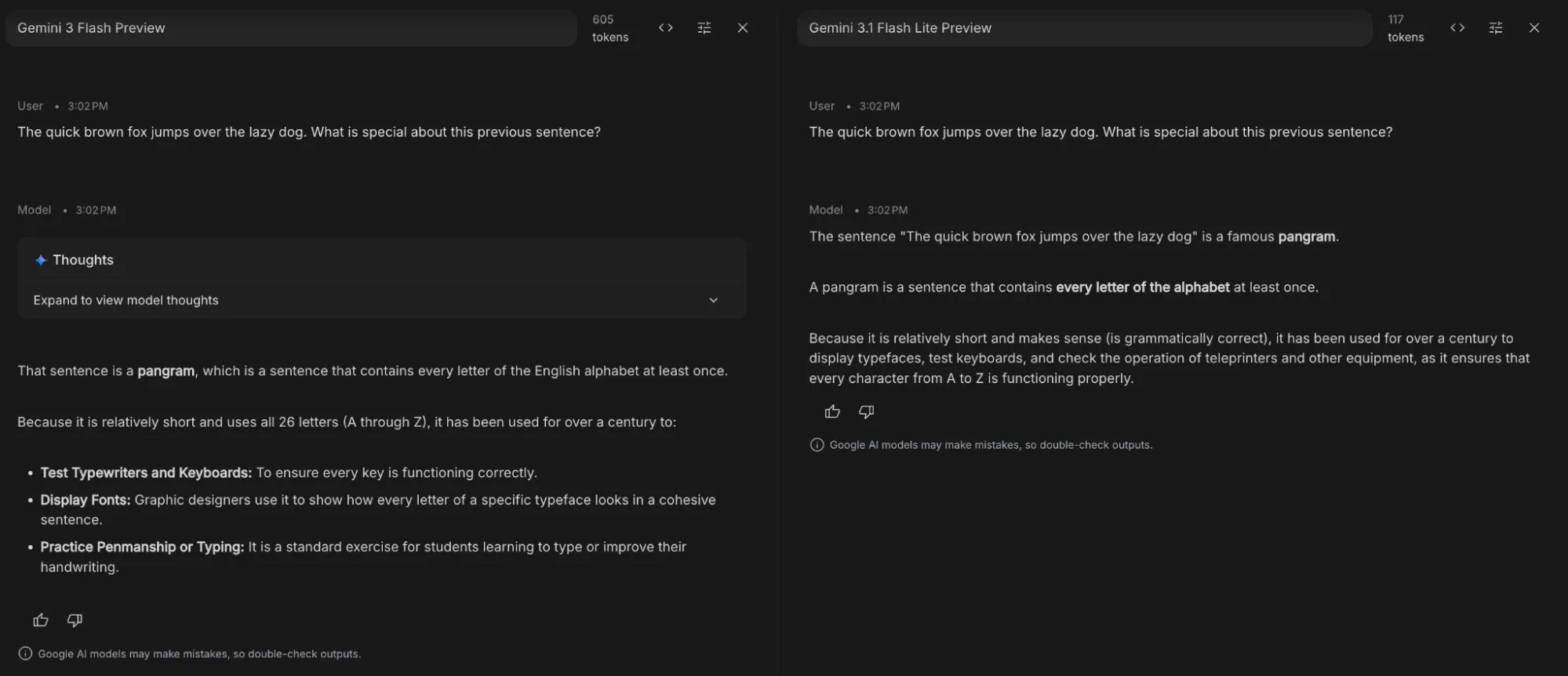 Compare Mode in Google AI Studio