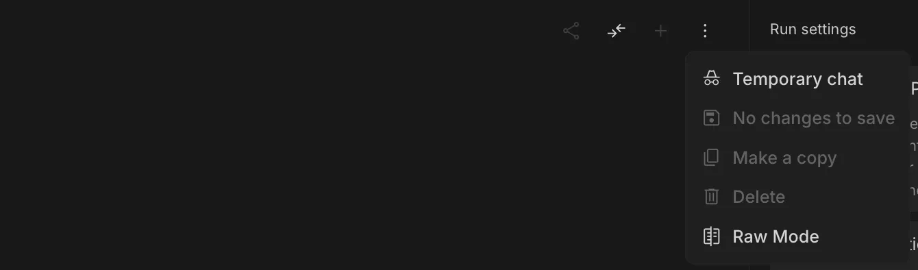 Temporary Chat in AI Studio