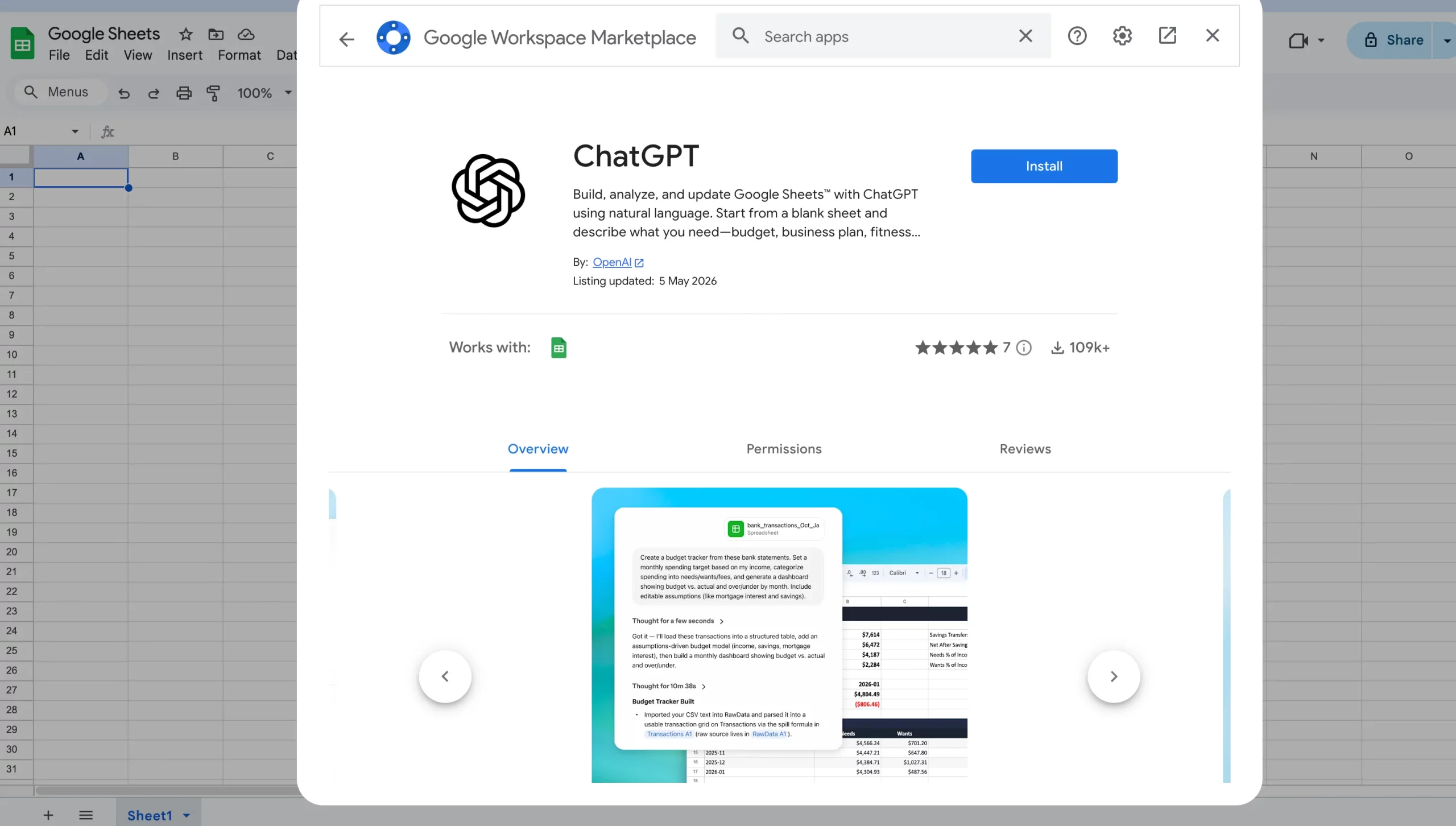 ChatGPT Excel Google Sheets