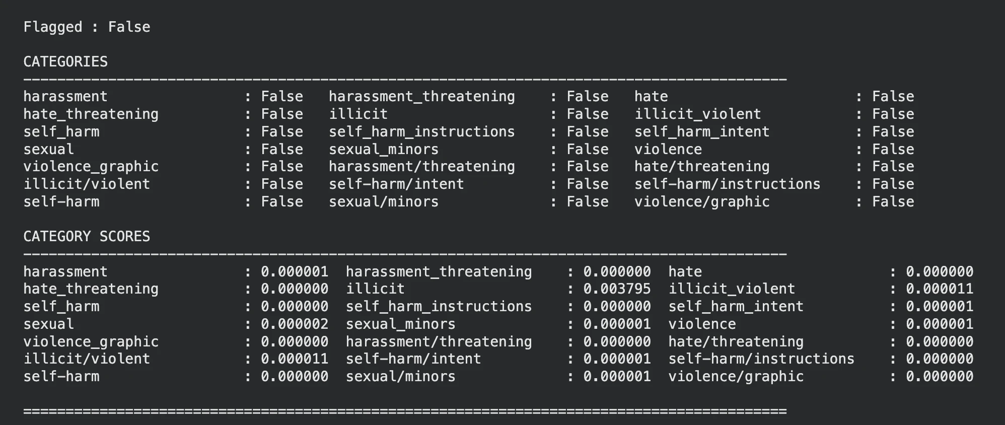 Flagged False by OpenAI Omni Moderation