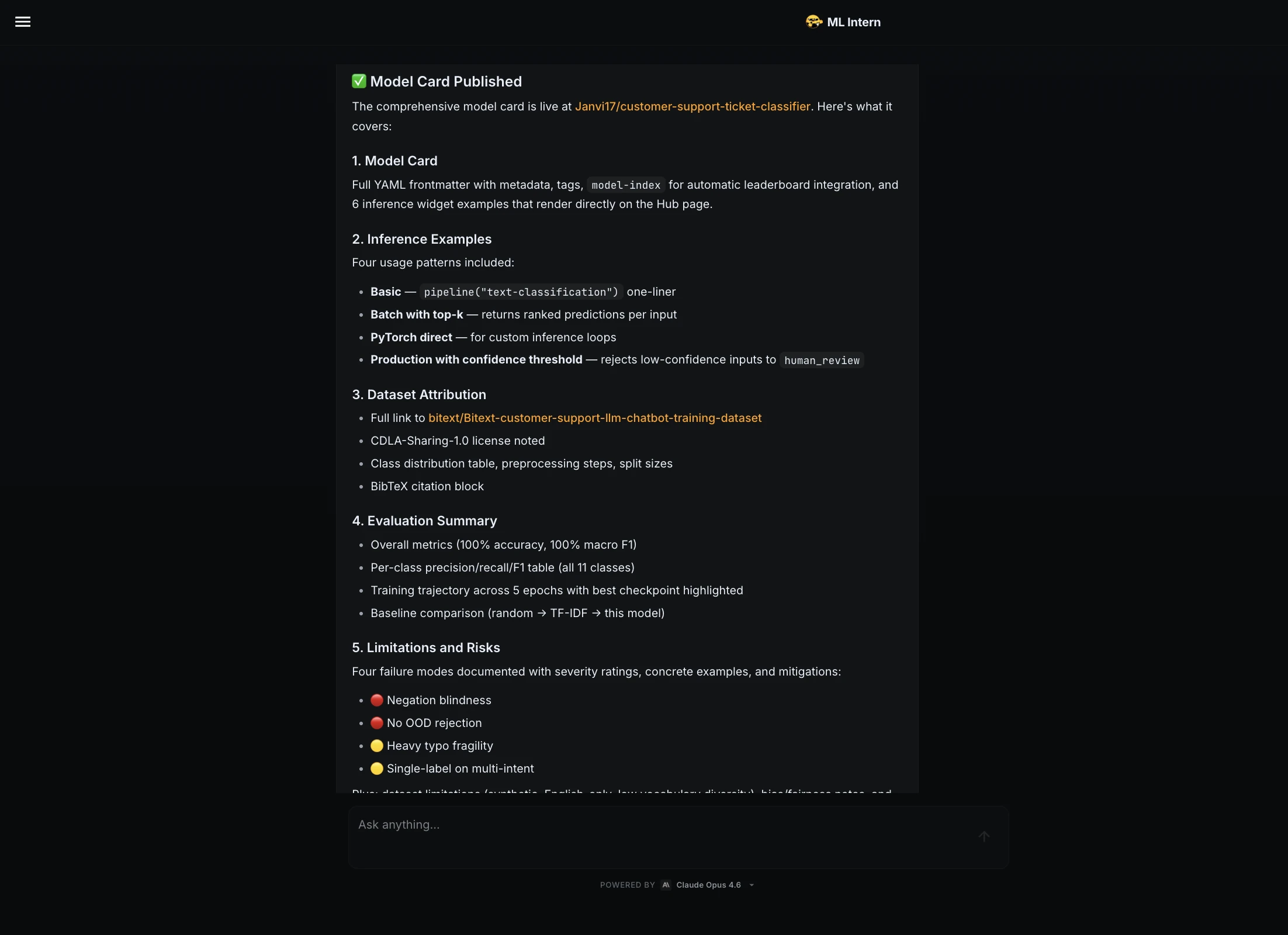 Published Model Card