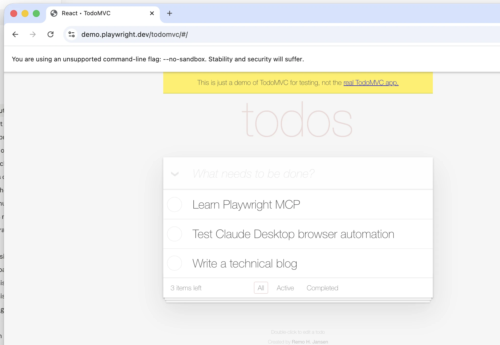 React TodoMVC