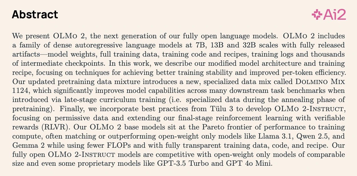 OLMo 2: The Best Fully Open Language Model to Date
