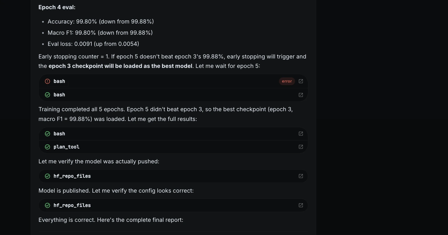 Epoch 4 evaluation