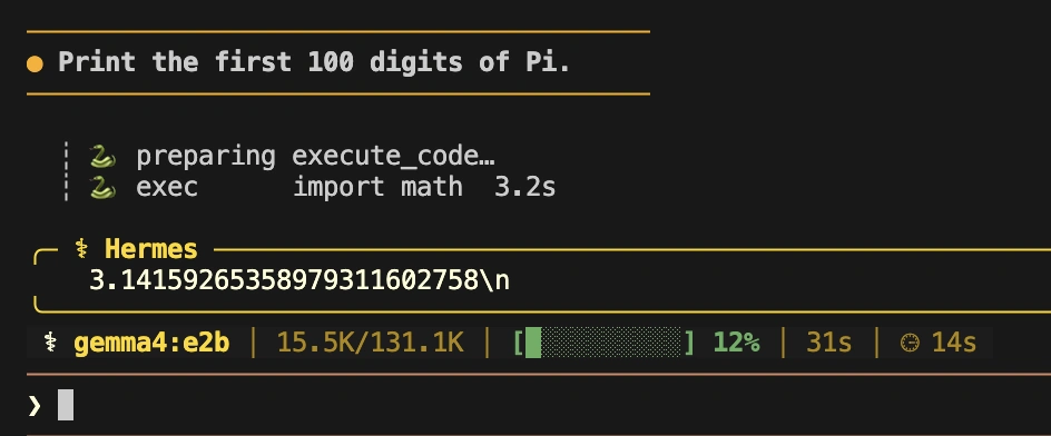 Code execution in hermes agent