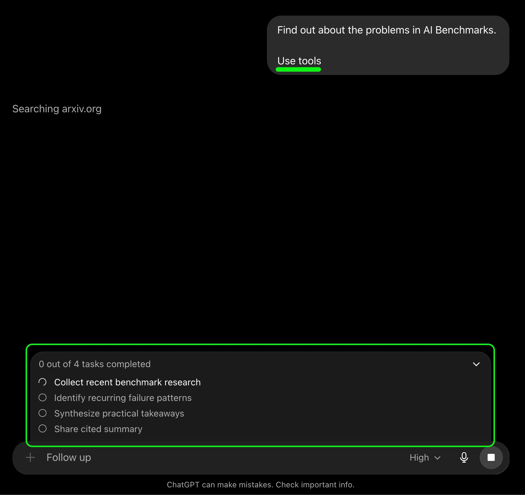 Use the tools command in ChatGPT