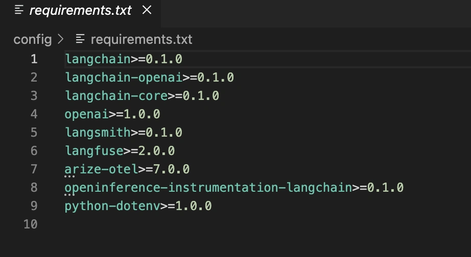 Dependencies list