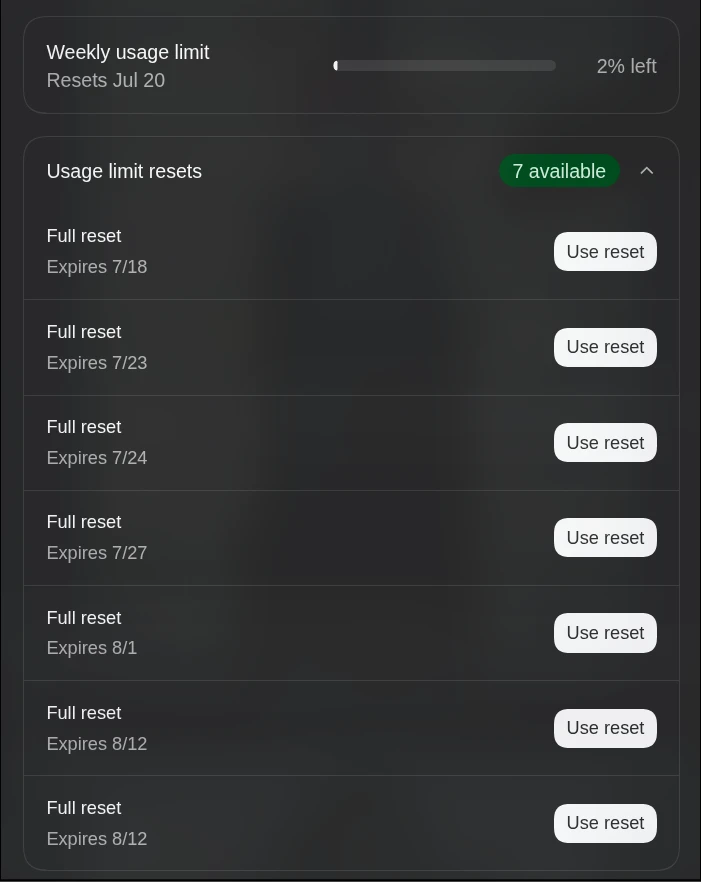 ChatGPT Sol offering free usage limit resets