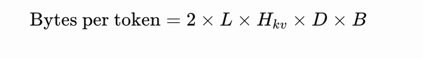 Formula for calculating memory usage per token