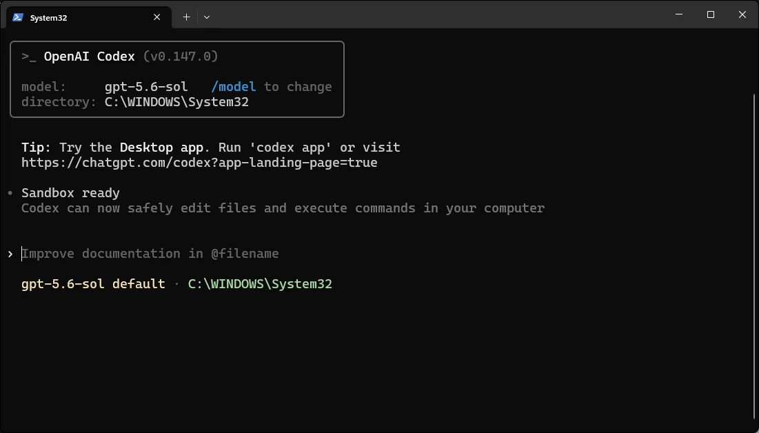 Codex ready for user input