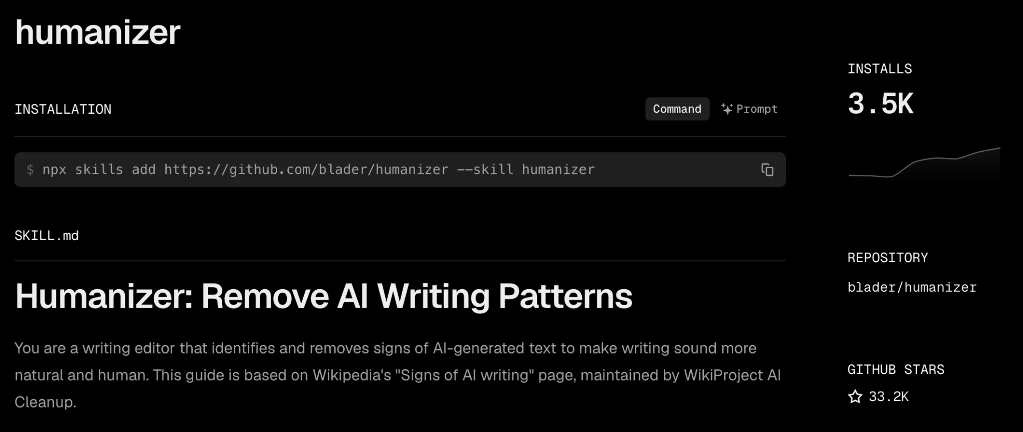 Humanizer tool for removing AI writing patterns
