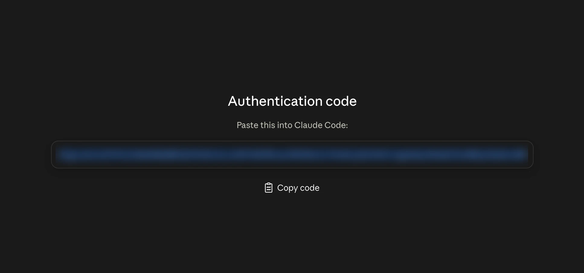 Redacted authentication code for Claude Code