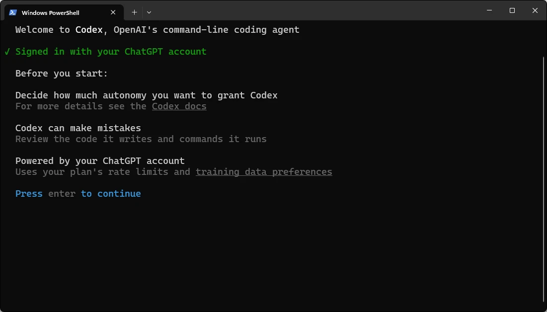 Codex command-line agent autonomy settings