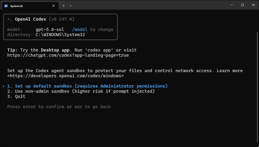 Codex sandbox configuration options