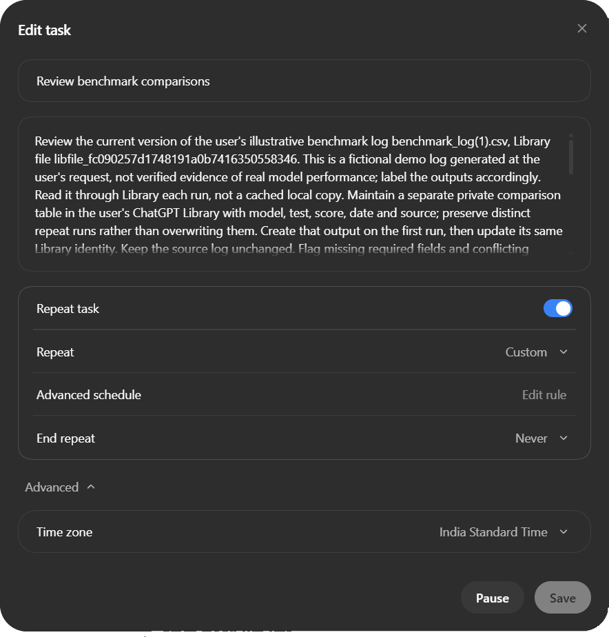 OpenAI Dot creating a task