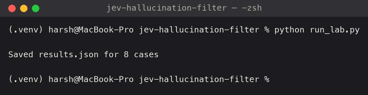 JEV as a Hallucination Filter