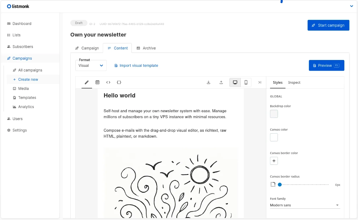 Replaces: Mailchimp for email campaigns.