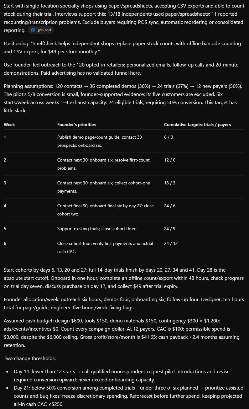 ShelfCheck six-week go-to-market strategy plan