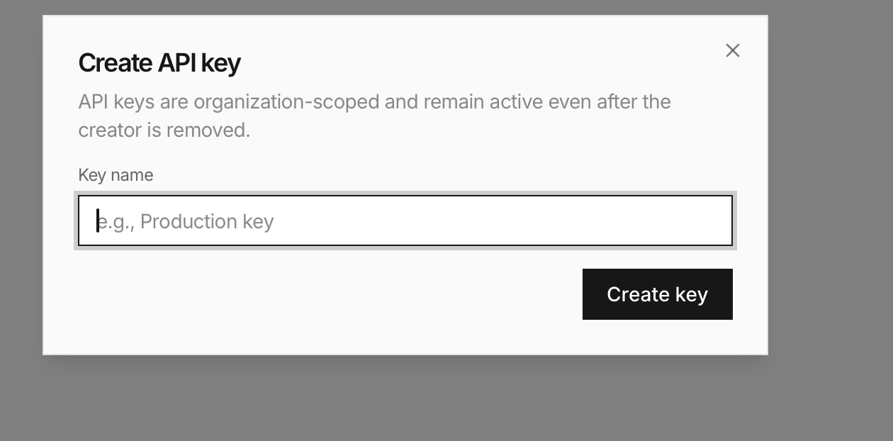 Creating an JEV api key