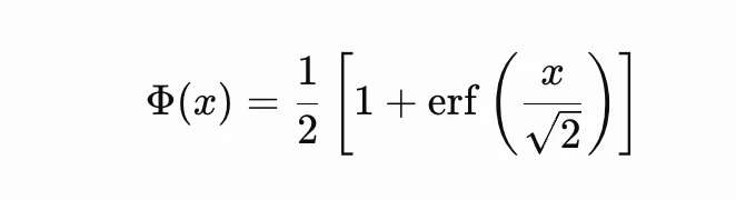 Cumulative distribution function of standard normal distribution