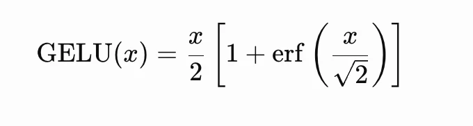 Mathematical formula for GELU using error function