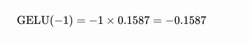 GELU calculation for input negative one