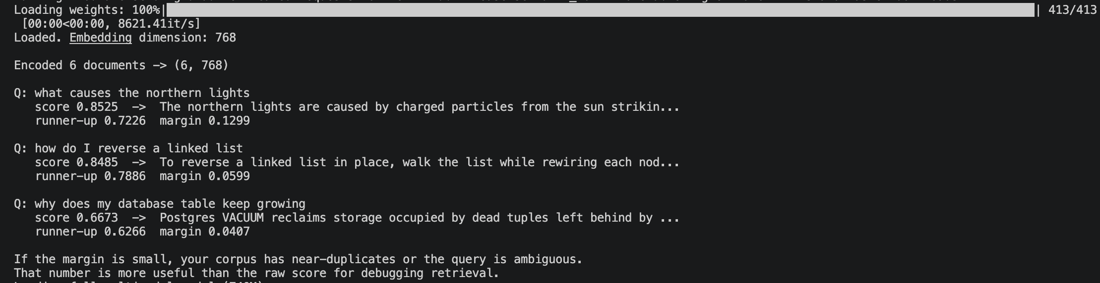 EmbeddingGemma 2 Output
