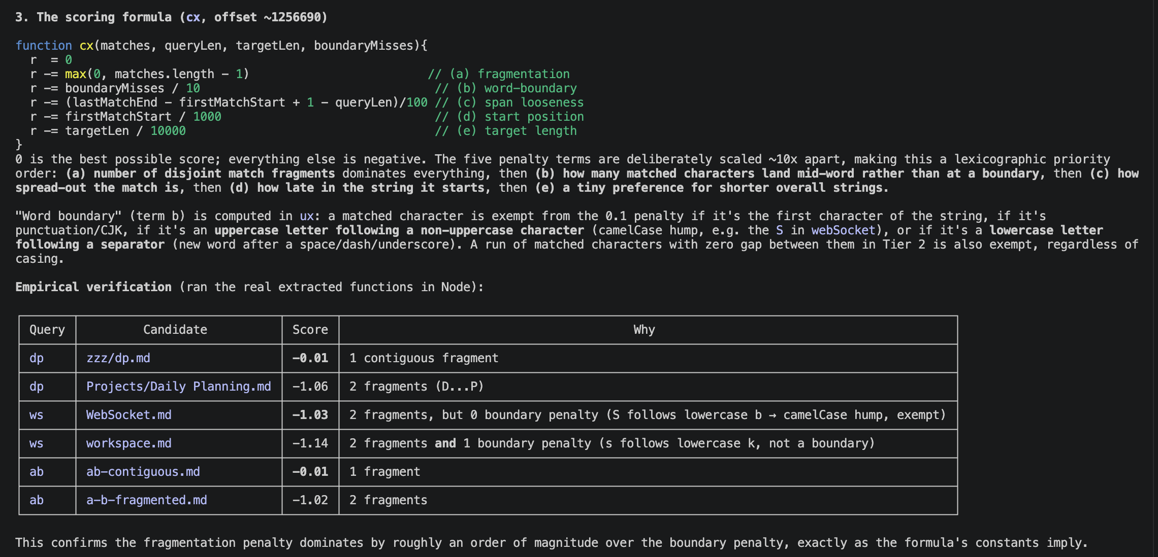 Technical breakdown of Obsidian fuzzy matching algorithm