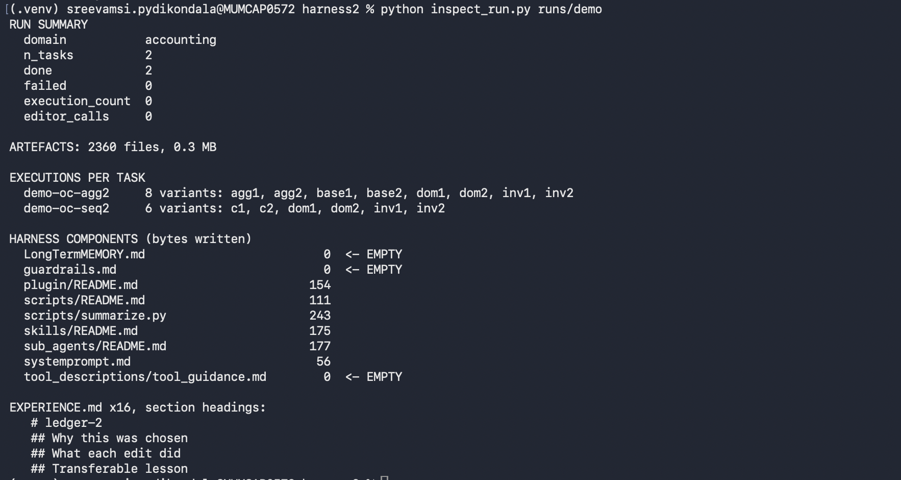 Harness 2 output