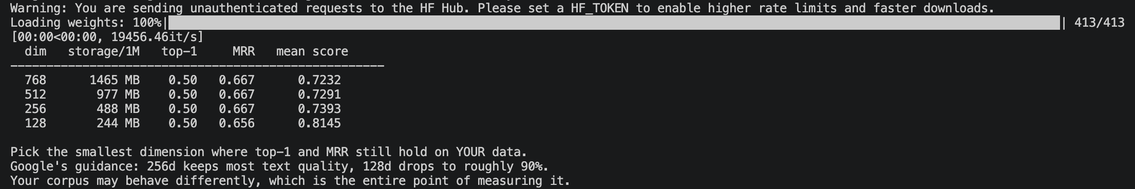 EmbeddingGemma 2 Output